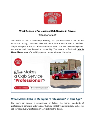 What Defines a Professional Cab Service in Private Transportation?