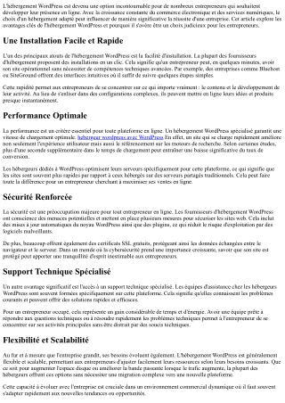 Les Avantages de l'Hébergement WordPress pour les Entrepreneurs