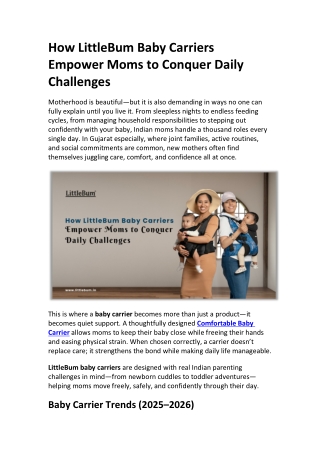 How LittleBum Baby Carriers Empower Moms to Conquer Daily Challenges