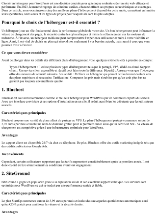 Les 5 Meilleurs Plans d'Hébergement Wordpress Offerts En 2023.