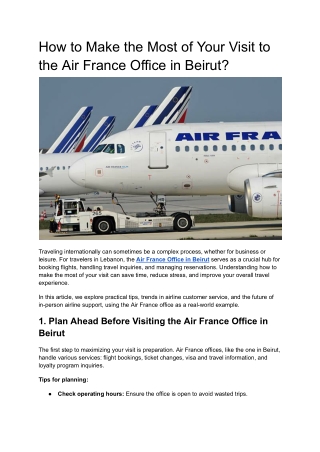 How to Make the Most of Your Visit to the Air France Office in Beirut