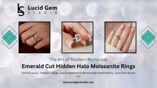 The Art of Modern Romance Emerald Cut Hidden Halo Moissanite Rings