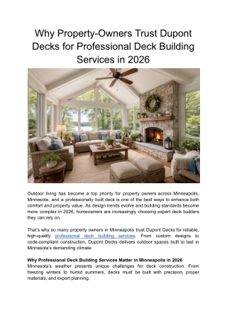 Why Property-Owners Trust Dupont Decks for Professional Deck Building Services in 2026