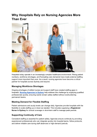 Why Hospitals Rely on Nursing Agencies More Than Ever