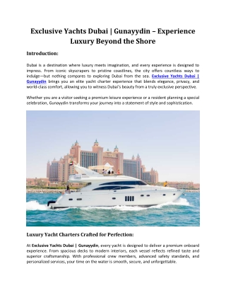 Exclusive Yachts Dubai | Gunayydin