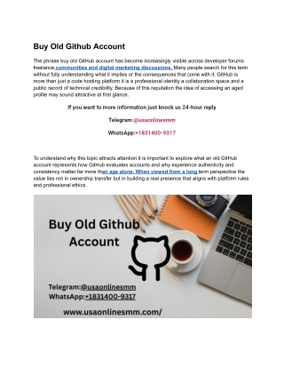 Key Advantages of Purchasing Old GitHub Accounts for Companies