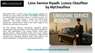 Limo Service Riyadh | Luxury Chauffeur by MyChauffeur