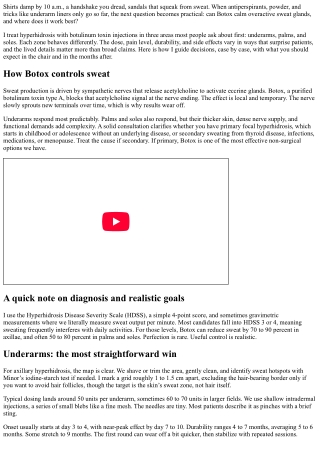 Botox for Hyperhidrosis: Underarms, Palms, and Feet Explained