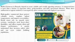 Why Professional Commercial Door Solutions Matter for Burnaby Businesses