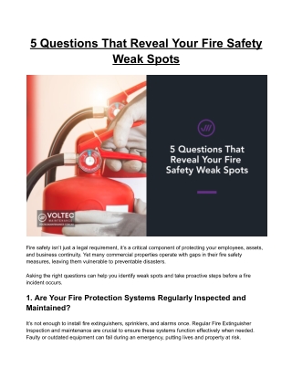 5 Questions That Reveal Your Fire Safety Weak Spots