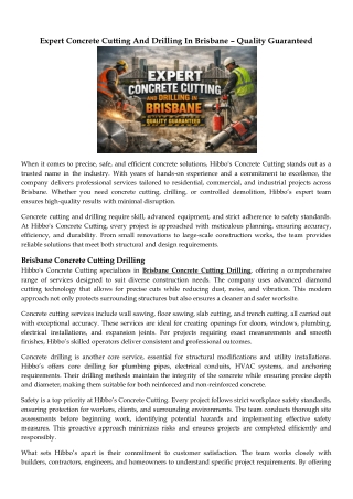 Expert Concrete Cutting And Drilling In Brisbane – Quality Guaranteed