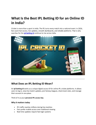 What Is the Best IPL Betting ID for an Online ID in India