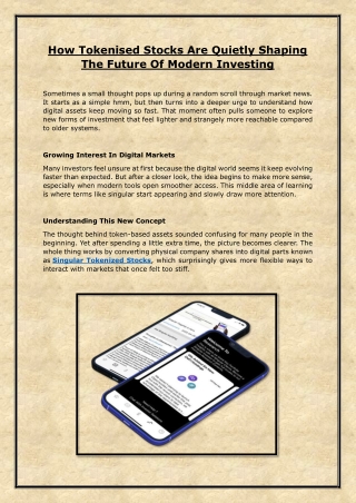 How Tokenised Stocks Are Quietly Shaping The Future Of Modern Investing