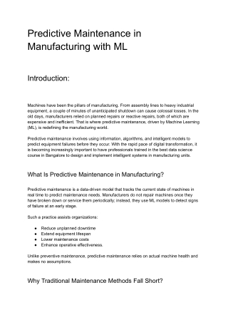 Predictive Maintenance in Manufacturing with ML