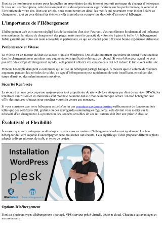 Pourquoi Songez-vous à Changer d’Hébergeur pour votre Site Wordpress?