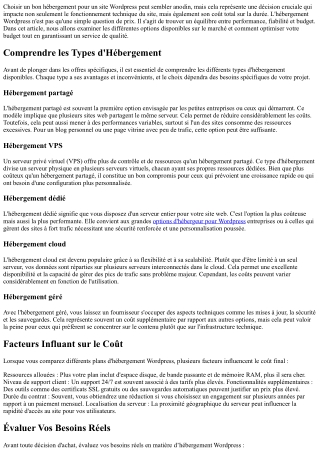 Optimiser votre Budget avec les Meilleurs Plans d'Hébergement Wordpress.