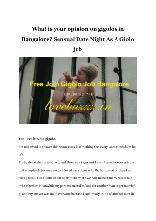 What is your opinion on gigolos in Bangalore