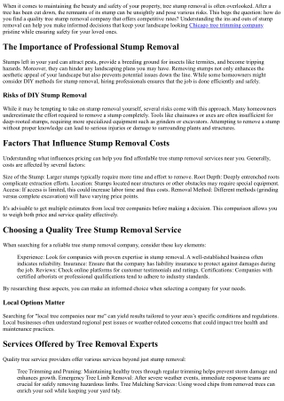 Quality Tree Stump Removal Company at Competitive Rates!