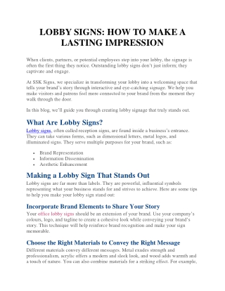 Lobby Signs How to Make a Lasting Impression