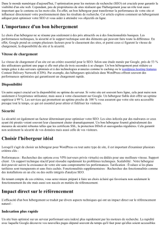 Optimisation SEO: Comment Un Bon Hébergement Peut Vous Aider?