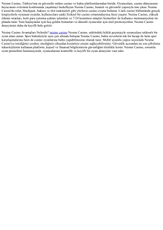 Nesine Casino: Güvenilir ve Kazançlı Bahis Deneyiminin Adresi