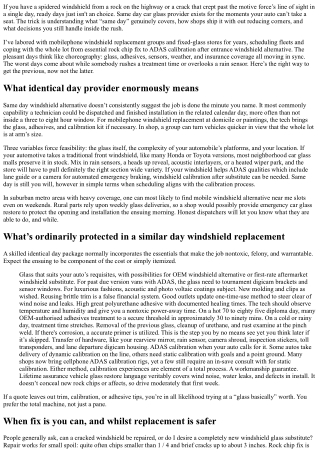 Windshield Replacement Same Day Service: What’s Included