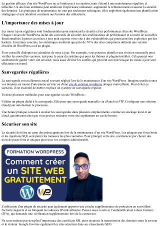 Les meilleures pratiques pour la maintenance d'un site WordPress