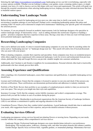 Choosing the Best Landscaping Services for Your Needs