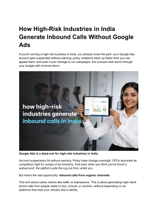 How High-Risk Industries Get Calls Without Google Ads in India