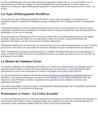 Tendances Actuelles En Matière D'hébergements Web Sous Wordpress.