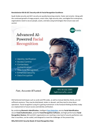 Revolutionize KSA & GCC Security with AI Facial Recognition Excellence