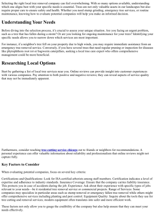 Local Tree Removal Company Selection Criteria: Finding the Right Fit for Your Ne