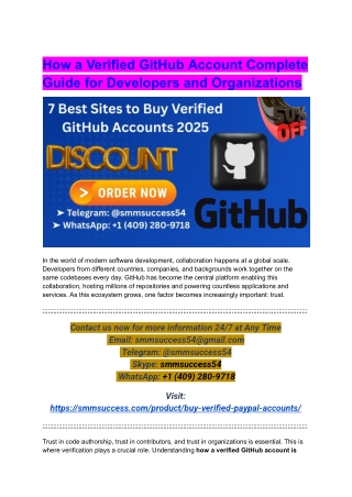How a Verified GitHub Account Complete Guide for Developers and Organizations