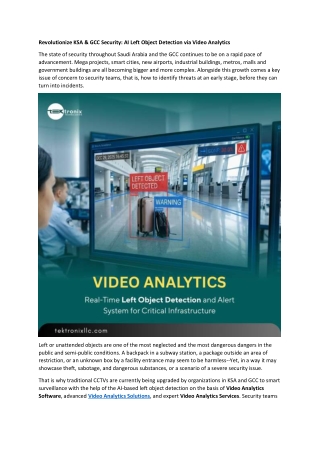 Revolutionize KSA & GCC Security - AI Left Object Detection via Video Analytics