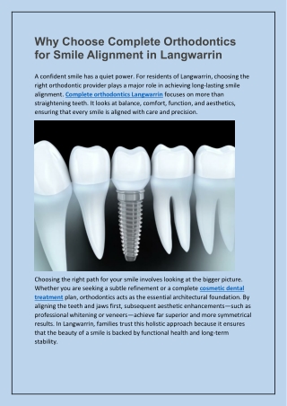 Why Choose Complete Orthodontics for Smile Alignment in Langwarrin