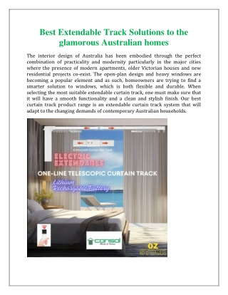 Best Extendable Track Solutions to the glamorous Australian homes