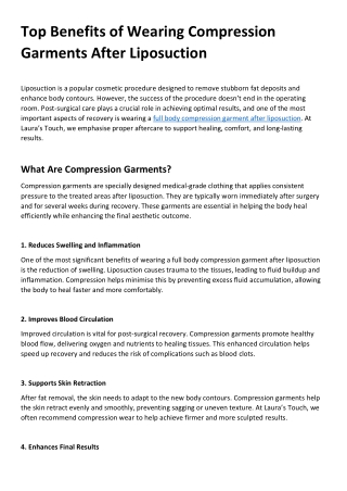 Top Benefits of Wearing Compression Garments After Liposuction