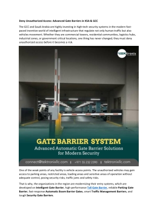 Deny Unauthorized Access - Advanced Gate Barriers in KSA & GCC
