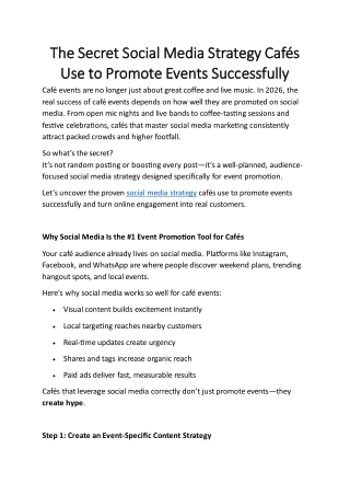 The Secret Social Media Strategy Cafés Use to Promote Events Successfully