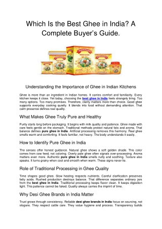 Which Is the Best Ghee in India? A Complete Buyer’s Guide.