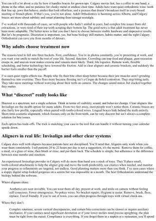 Braces for Adults in Calgary: Discreet Options and Outcomes