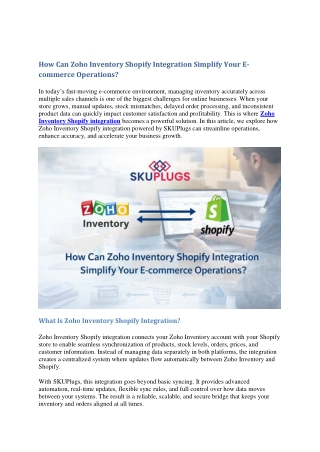 How Can Zoho Inventory Shopify Integration Your Ecommerce
