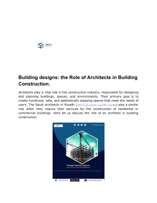 Building designs_ the Role of Architects in building Construction.