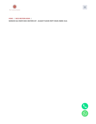 Maroon Silk Drape Indo-Western Set – Elegant Fusion Party Wear (Fabric Silk)