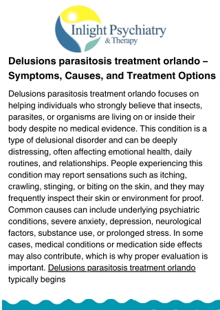Delusions parasitosis treatment orlando – Mental Health Care