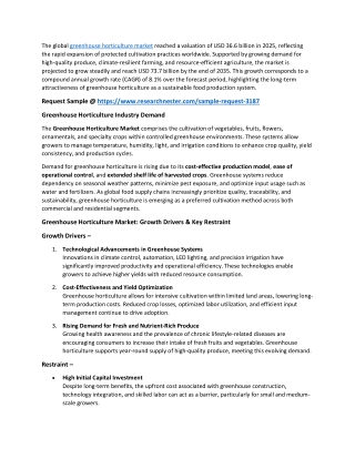 Greenhouse Horticulture Market Players and Forecast Till 2035