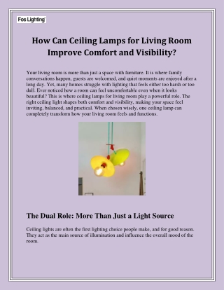 How Can Ceiling Lamps for Living Room Improve Comfort and Visibility