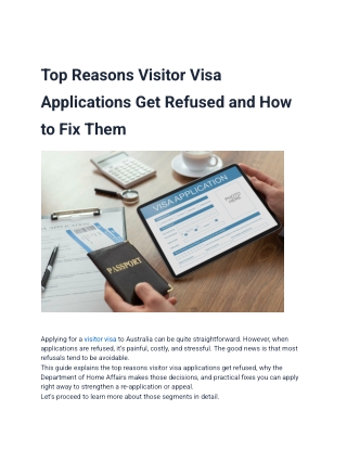 Top Reasons Visitor Visa Applications Get Refused and How to Fix Them