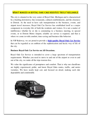 What Makes a Royal Oak Car Service Truly Reliable