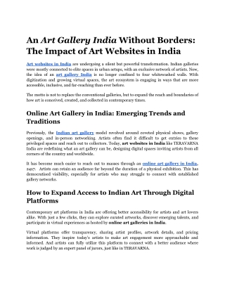 An Art Gallery India Without Borders_ The Impact of Art Websites in India